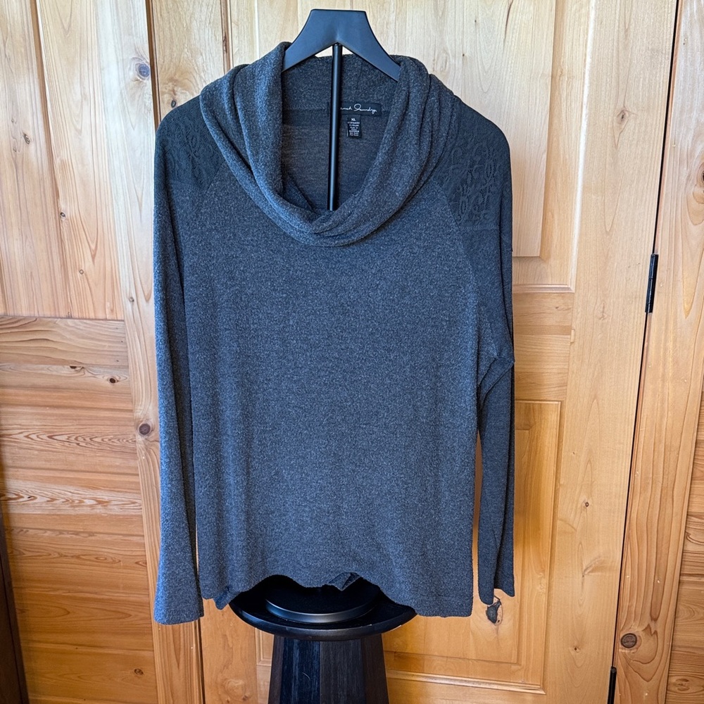French Laundry Dark Gray Cowl Neck Sweater